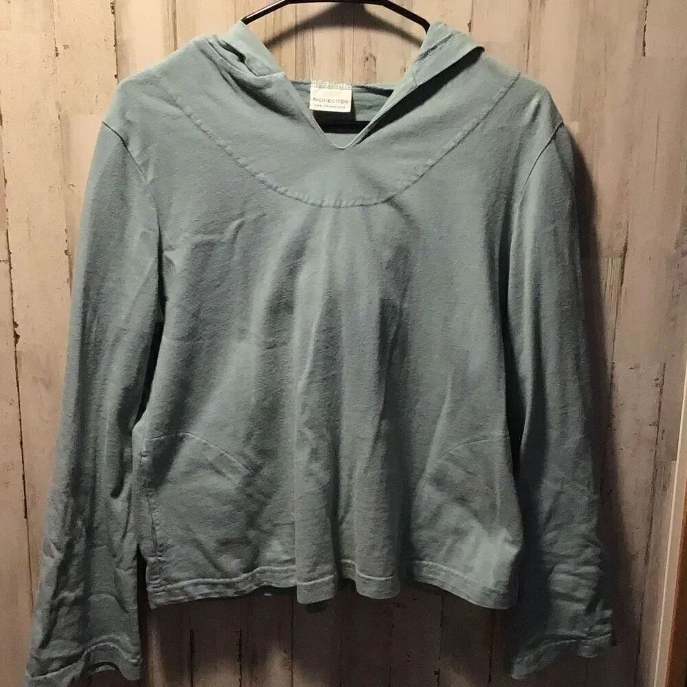Super soft, medium blue hoodie by Pacific cotton